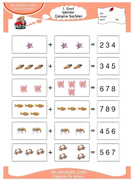 Çocuklar İçin toplam işlemi yaprak testleri 